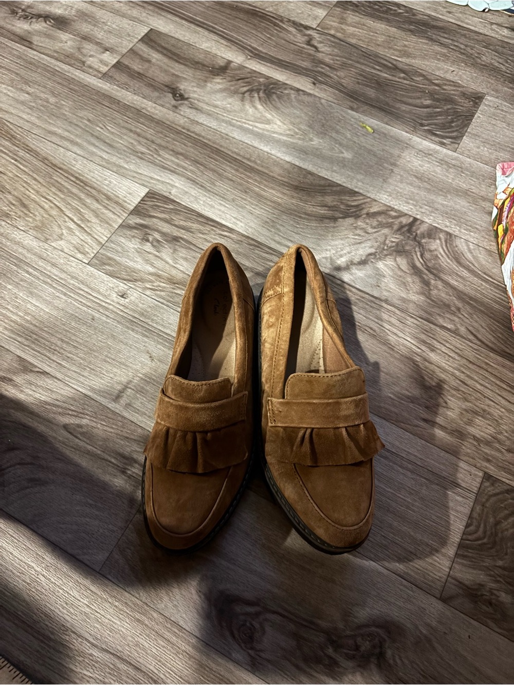 Clarks Brown Suede Fringe Loafers